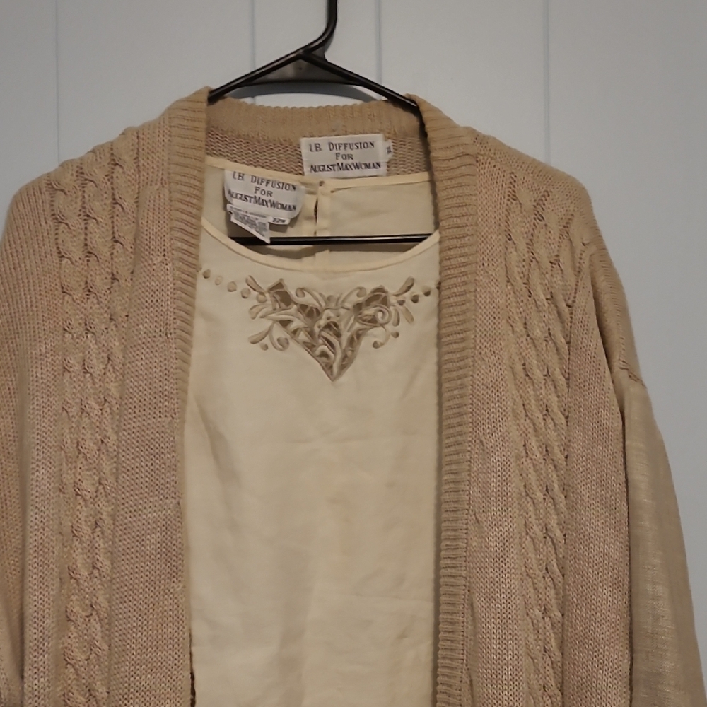 Augusta Max Linen/cotton Cable Knit Cardigan Sweater